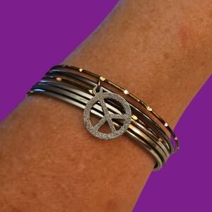 3/$30 Stack of Six Thin Metal Bangle Bracelets
